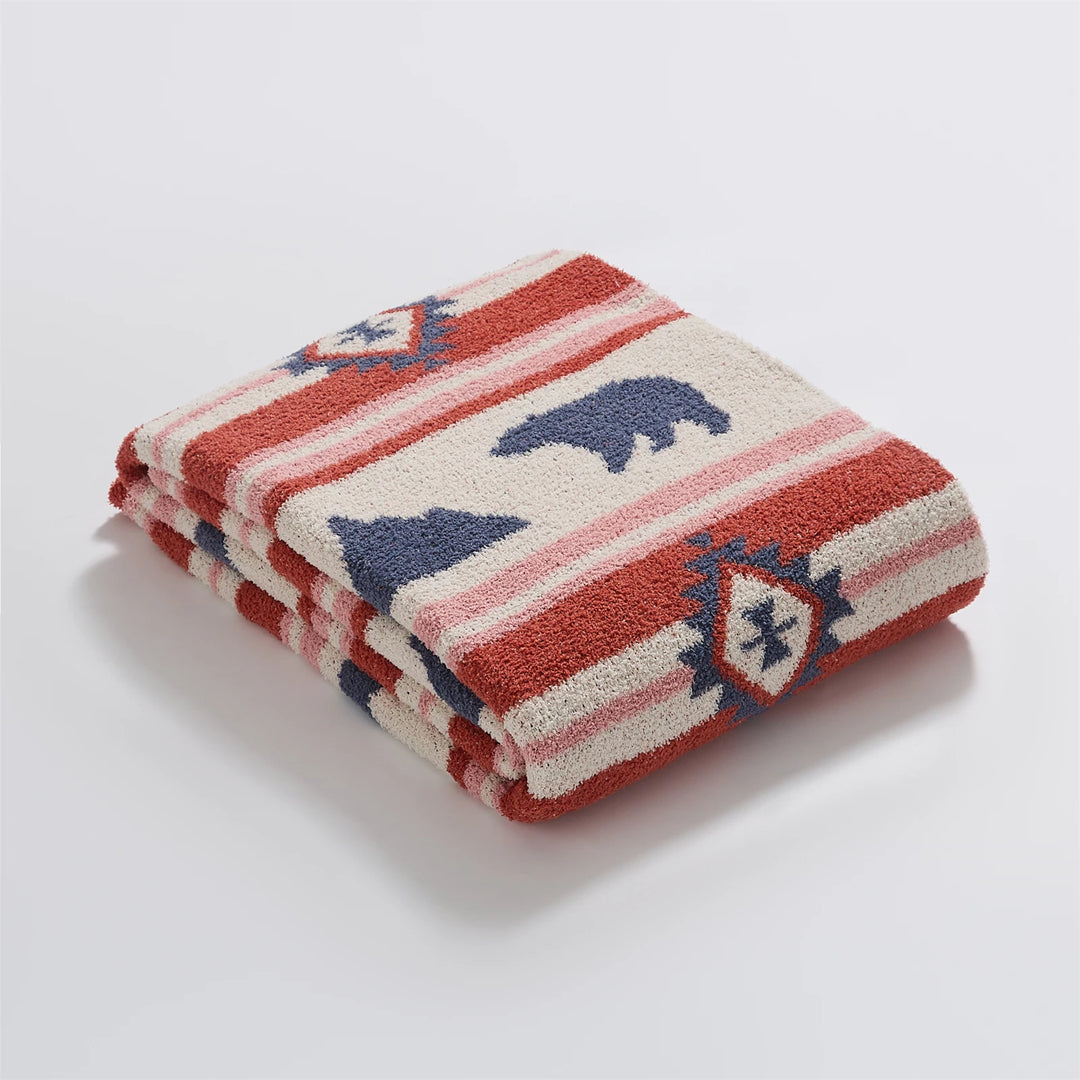 Ethnic Bear & Mountain Throw Blanket