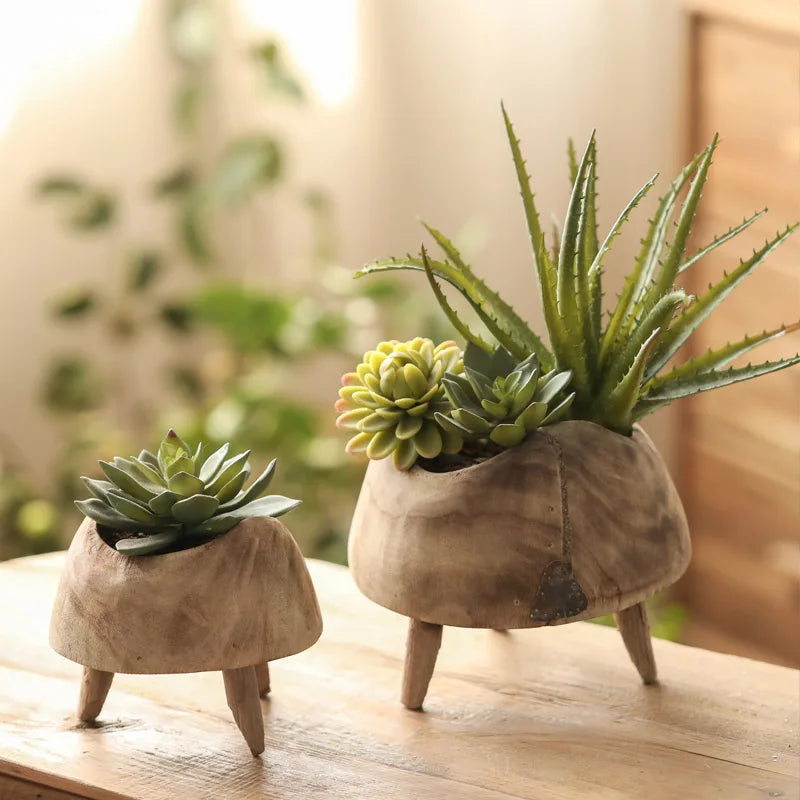 Solid Wood Fruit & Plant Bowl with Legs