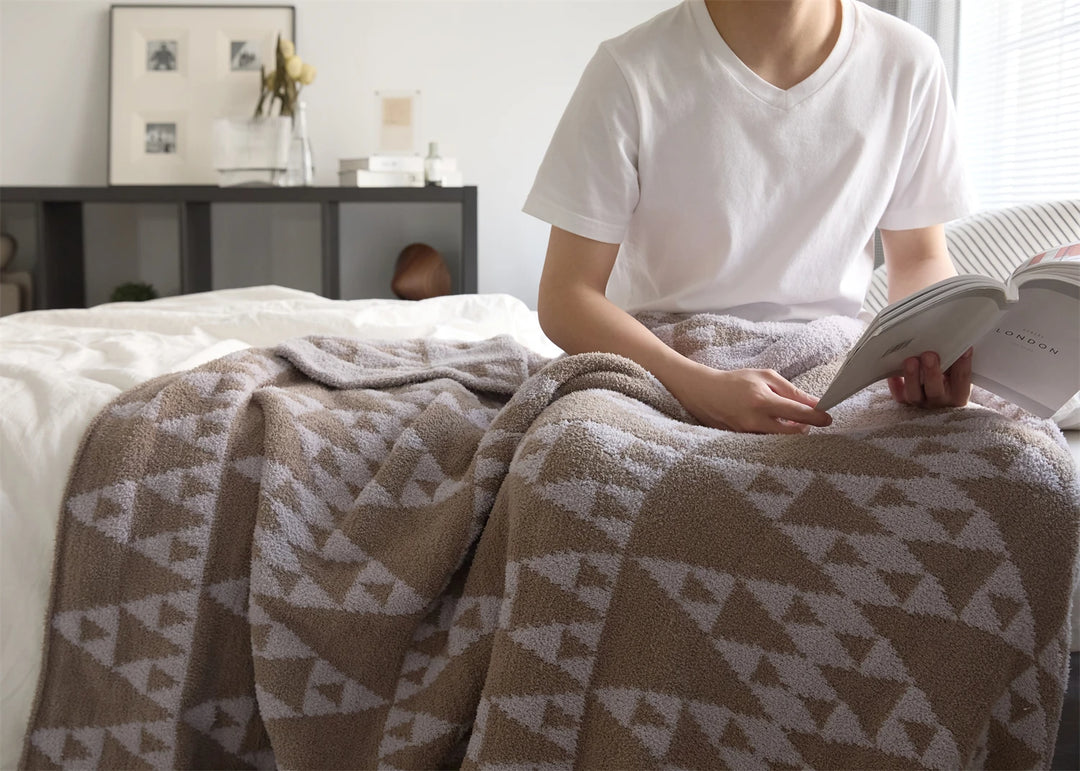 Brown & Lilac Triangle Blanket