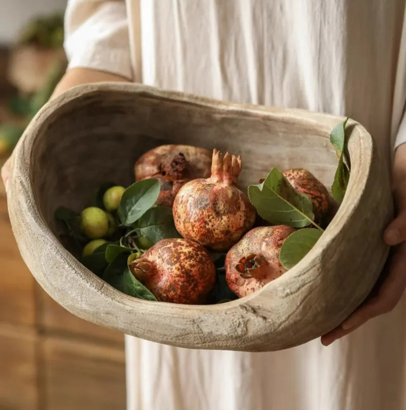 Wooden Ship-Shaped Fruit Bowl