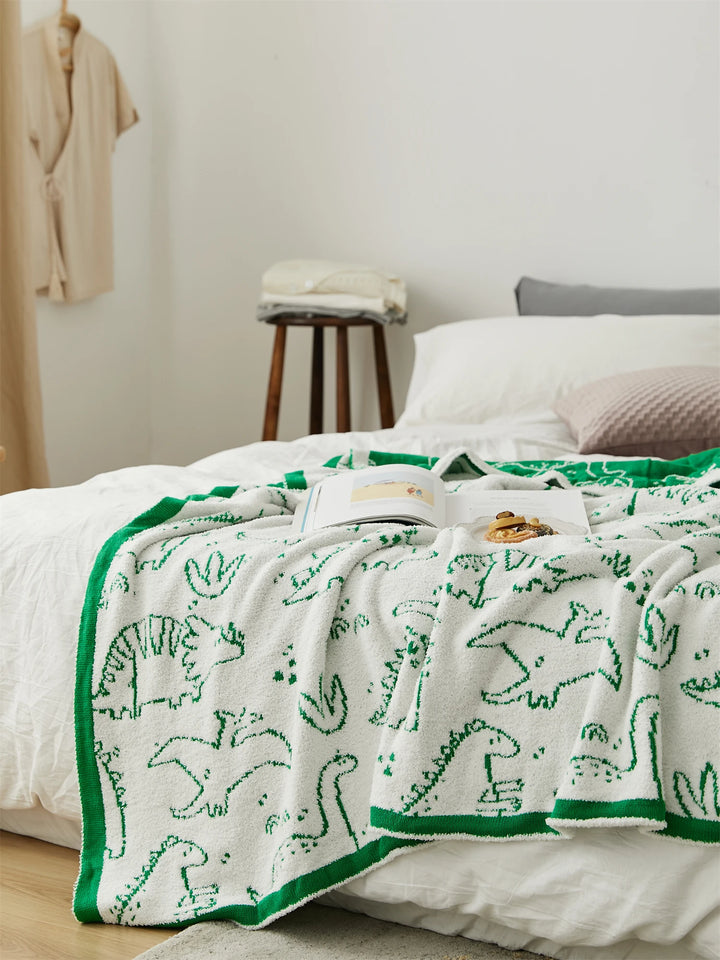 Dinosaur Cartoon Pattern Throw Blanket