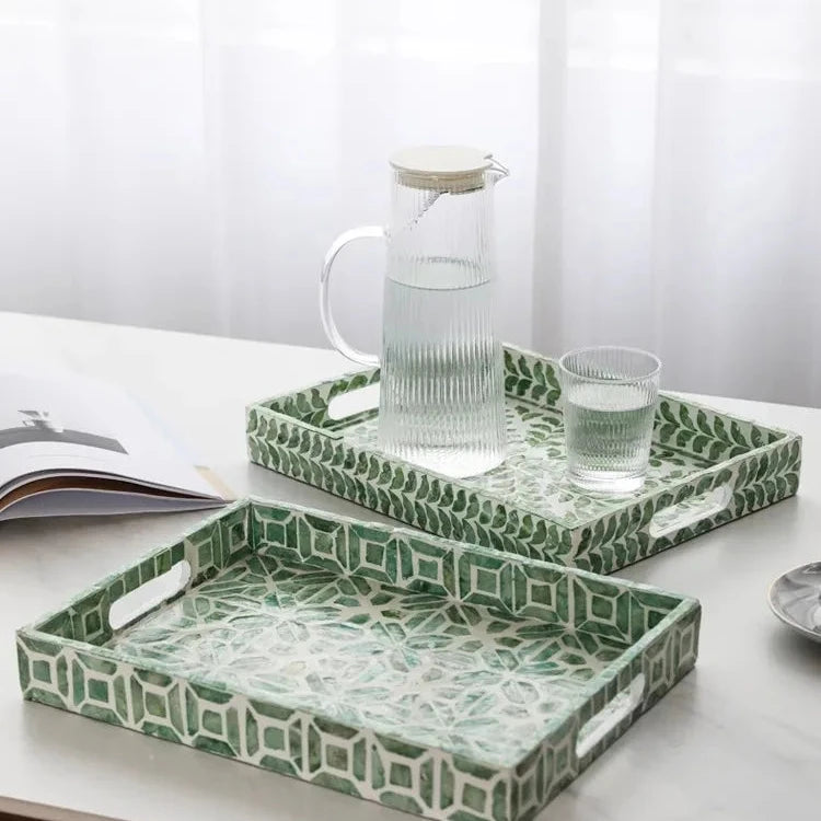 Green Seashell Lacquer Trays