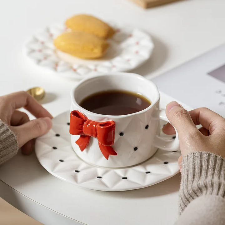 Polka Dot Bow Mugs