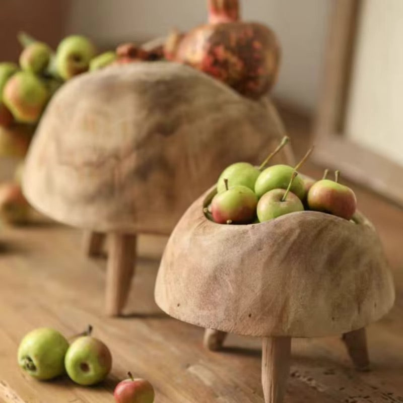 Solid Wood Fruit & Plant Bowl with Legs