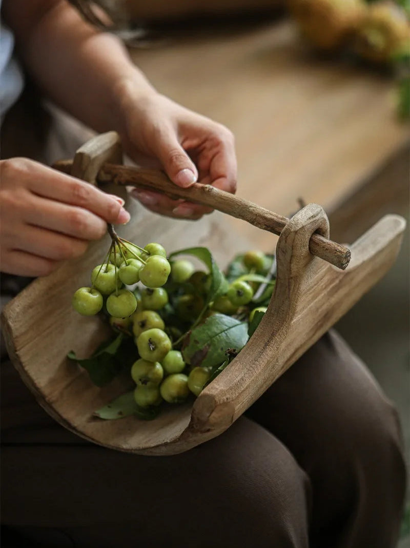 Wooden Basket-Style Tray