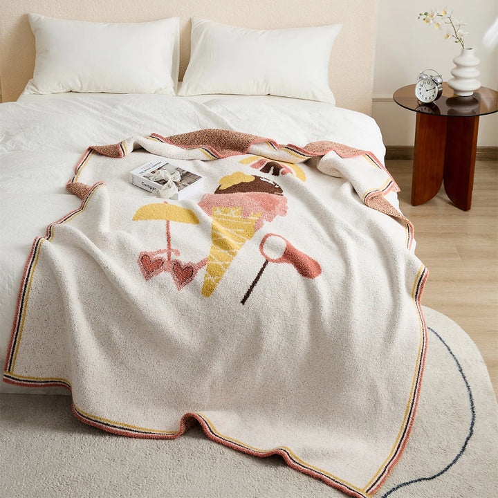 Kawaii Ice Cream Throw Blanket