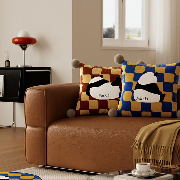 Panda Checkerboard Pillow Covers