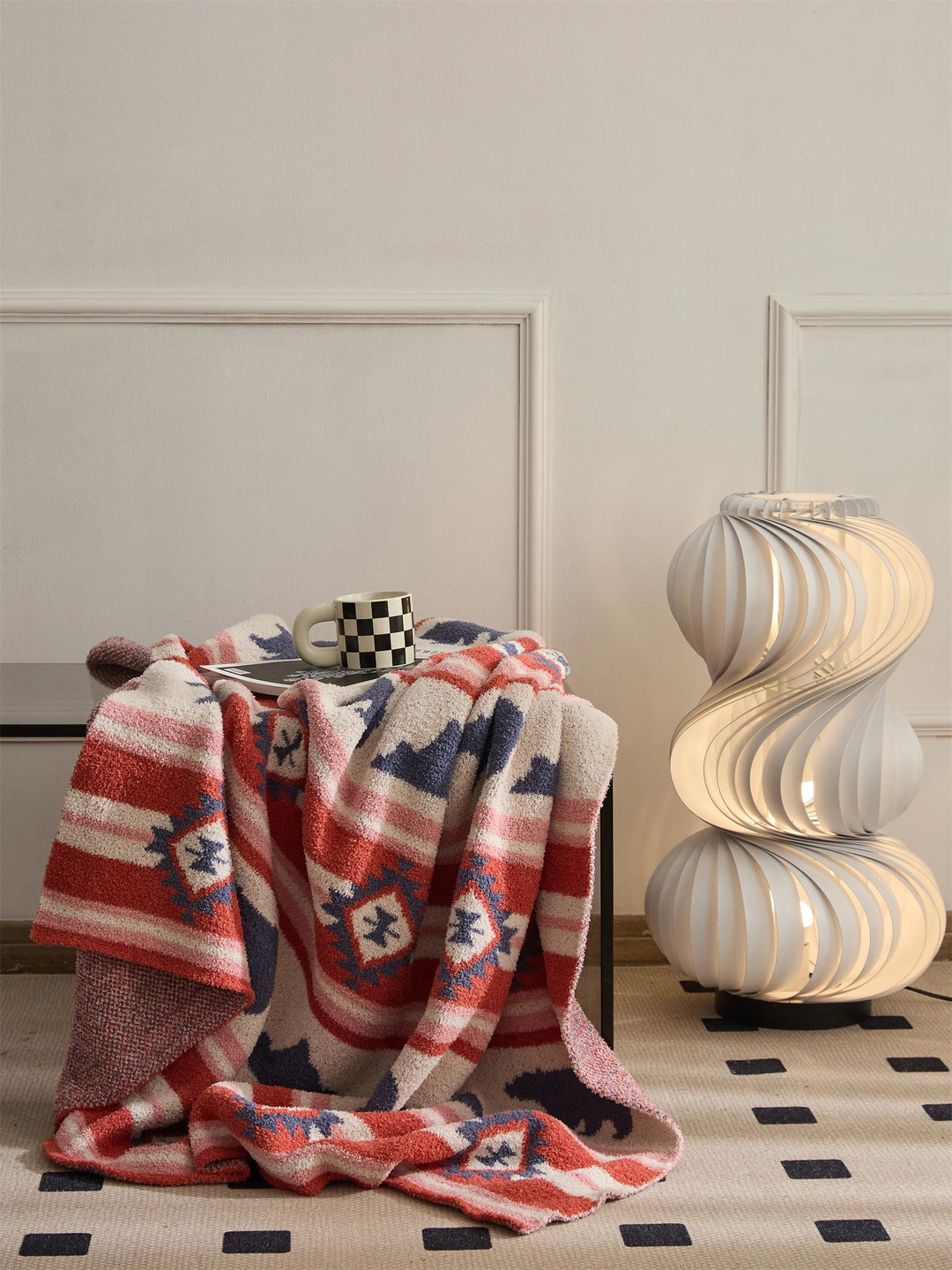 Ethnic Bear & Mountain Throw Blanket