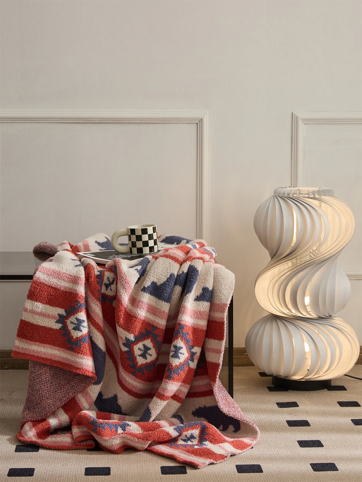 Ethnic Bear & Mountain Throw Blanket