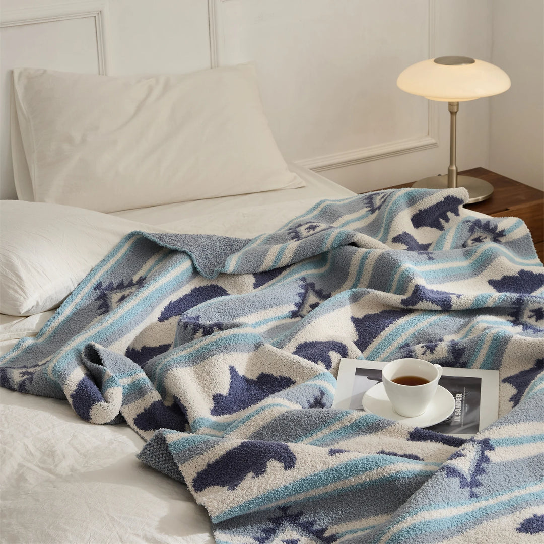 Ethnic Bear & Mountain Throw Blanket