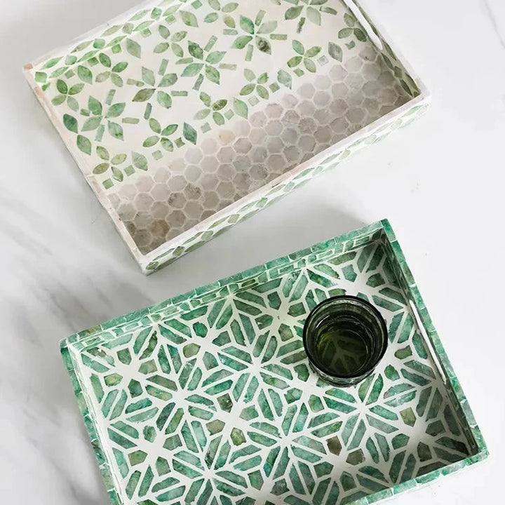 Green Seashell Lacquer Trays