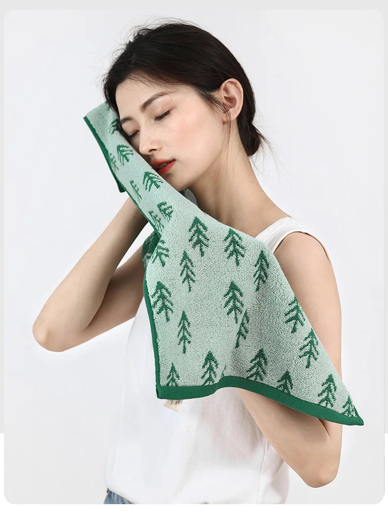 Green Pine Leaves Towels