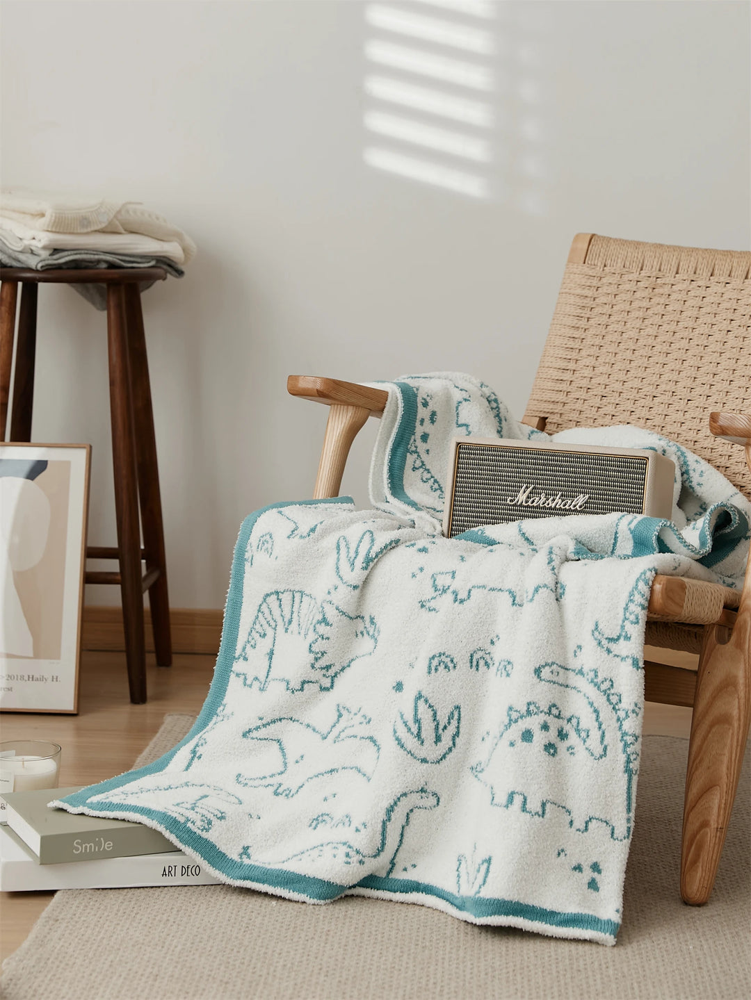 Dinosaur Cartoon Pattern Throw Blanket