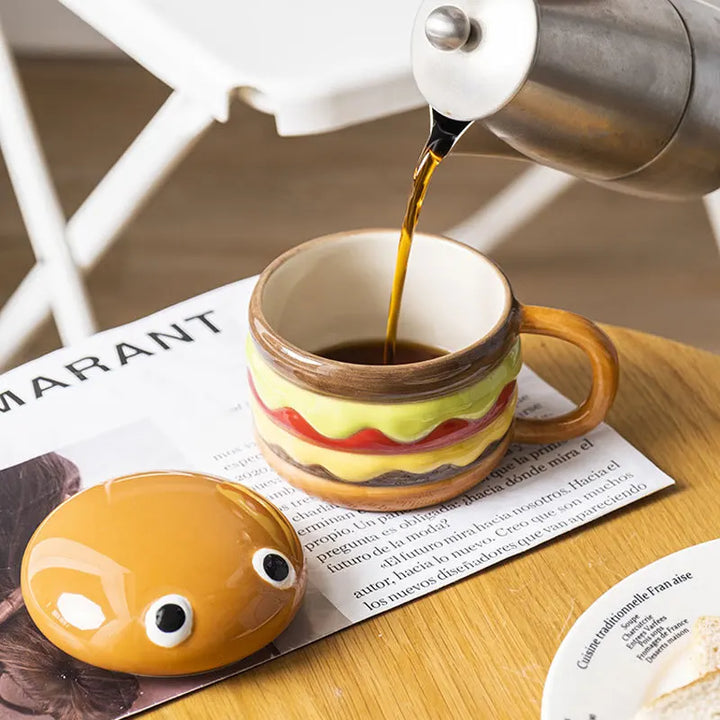 Hamburger Mug with Lid