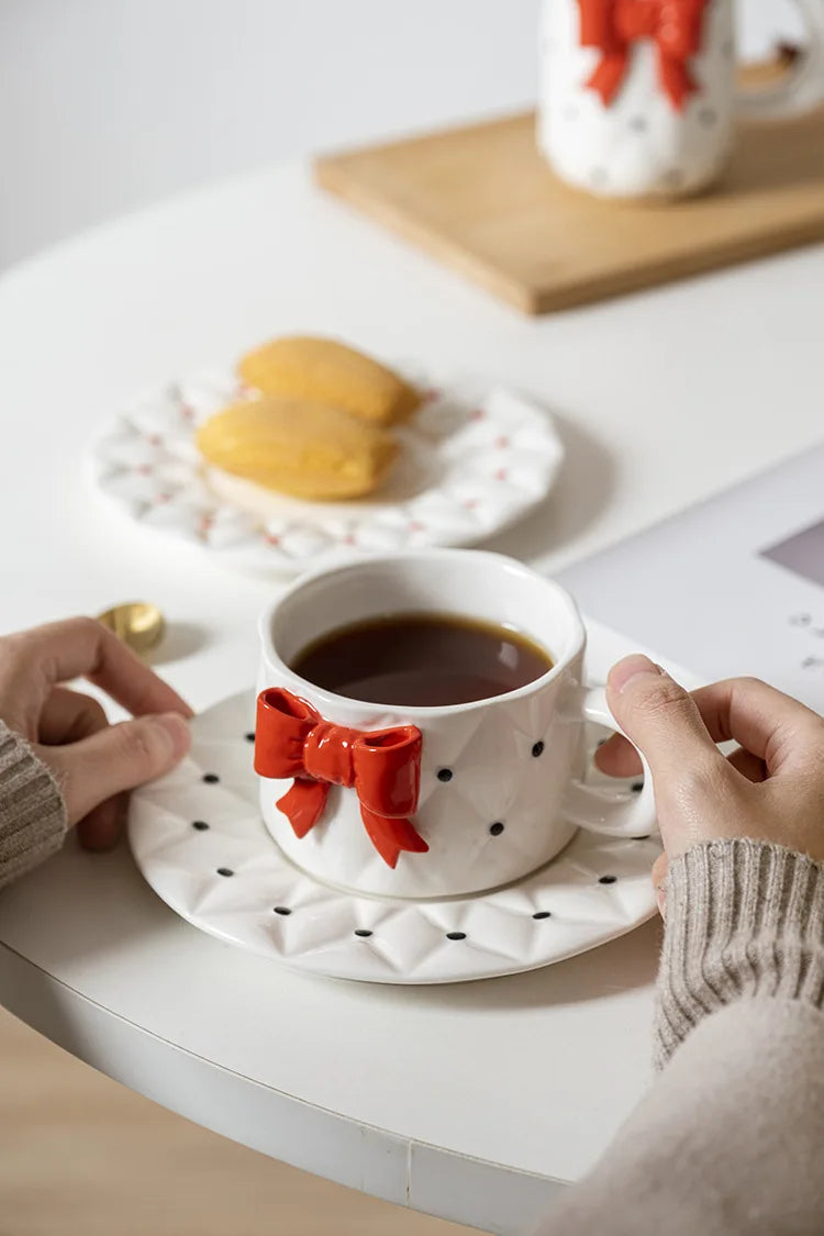 Polka Dot Bow Mugs