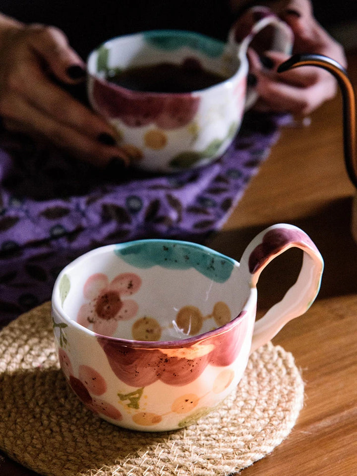 Hand Painted Flower Mug