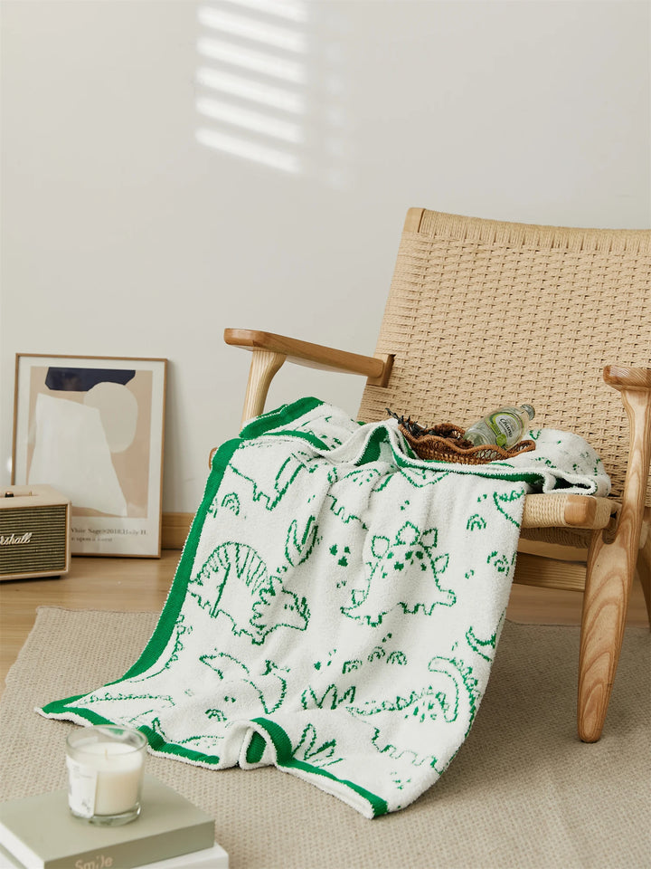 Dinosaur Cartoon Pattern Throw Blanket