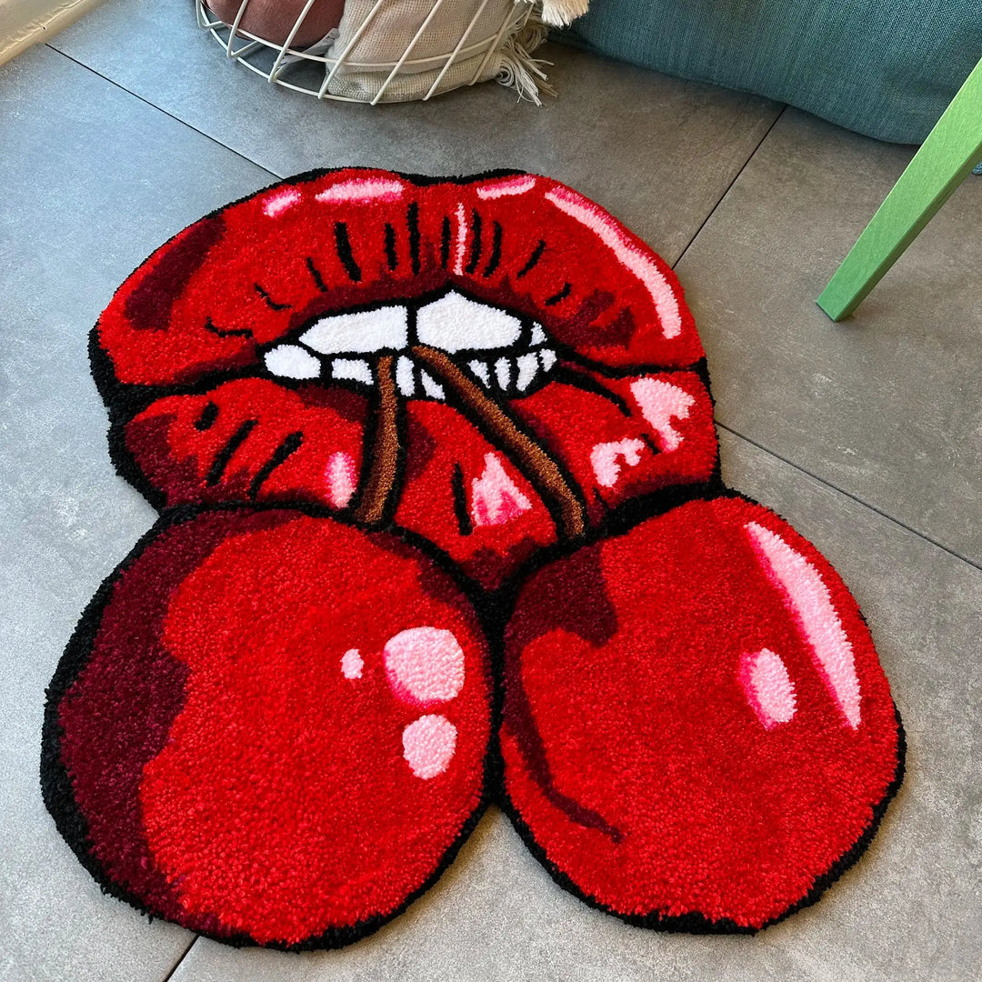 Big Mouth Cherry Rug | Red Cherry Rug | itsdecorszn