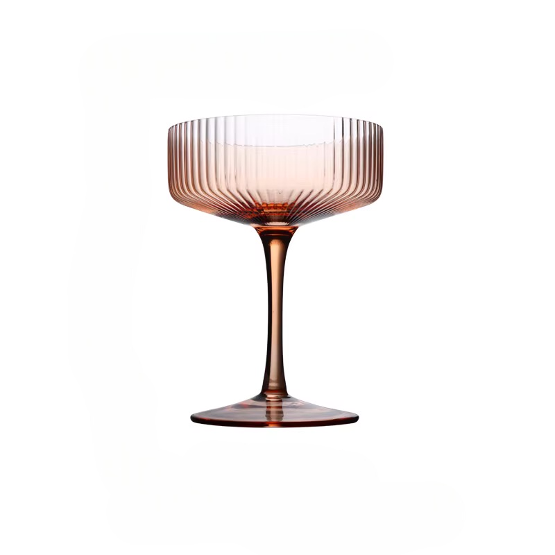 Ribbed Cocktail Goblet Glasses