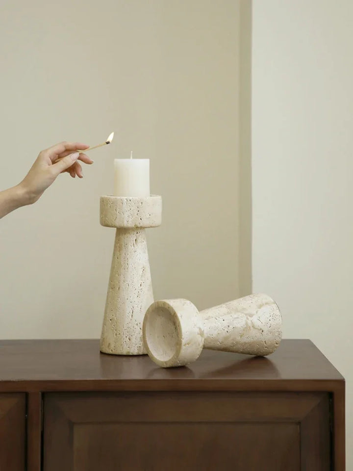 Travertine Stone Candle Holder