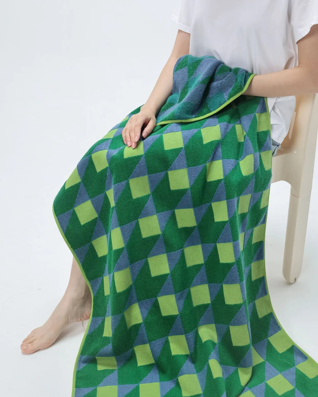 3D Cube Pattern Towels
