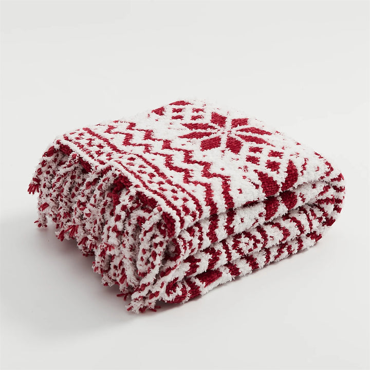 Winter Wonderland Knit Throw Blanket with Fringes