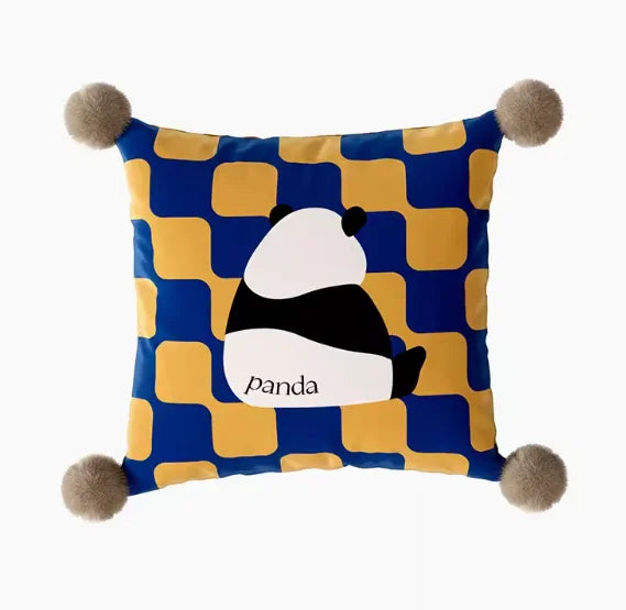 Panda Checkerboard Pillow Covers