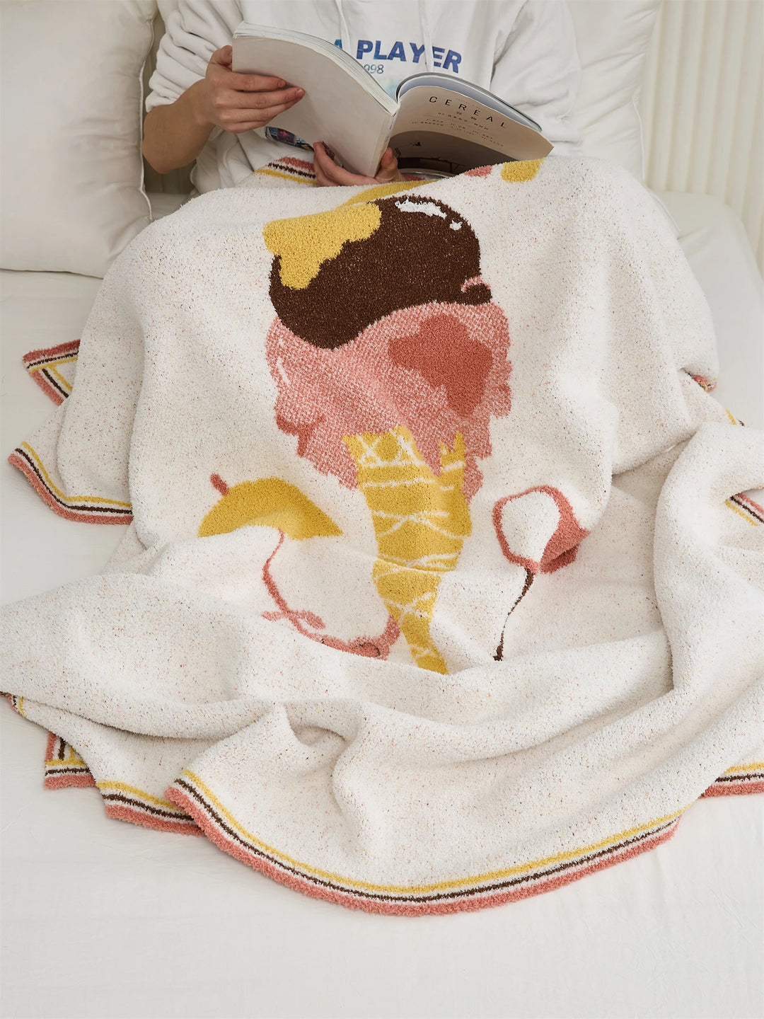 Kawaii Ice Cream Throw Blanket