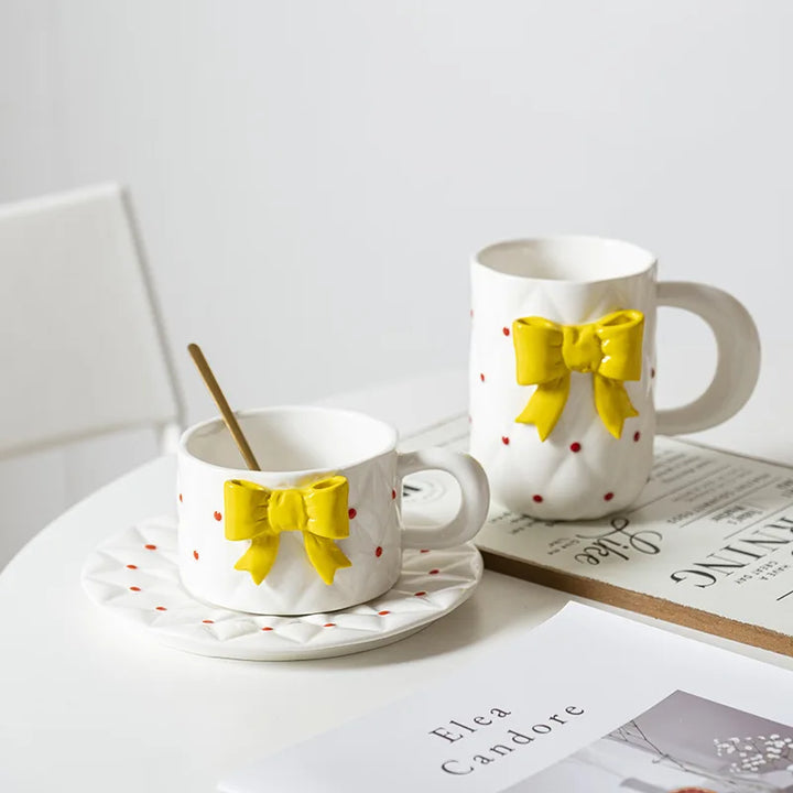 Polka Dot Bow Mugs