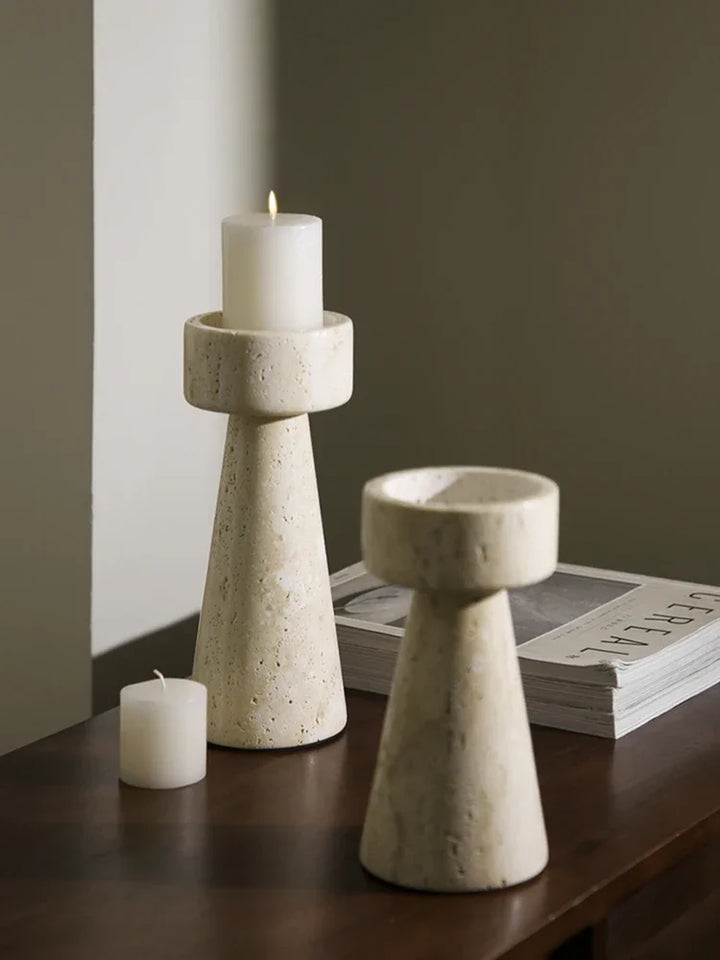 Travertine Stone Candle Holder