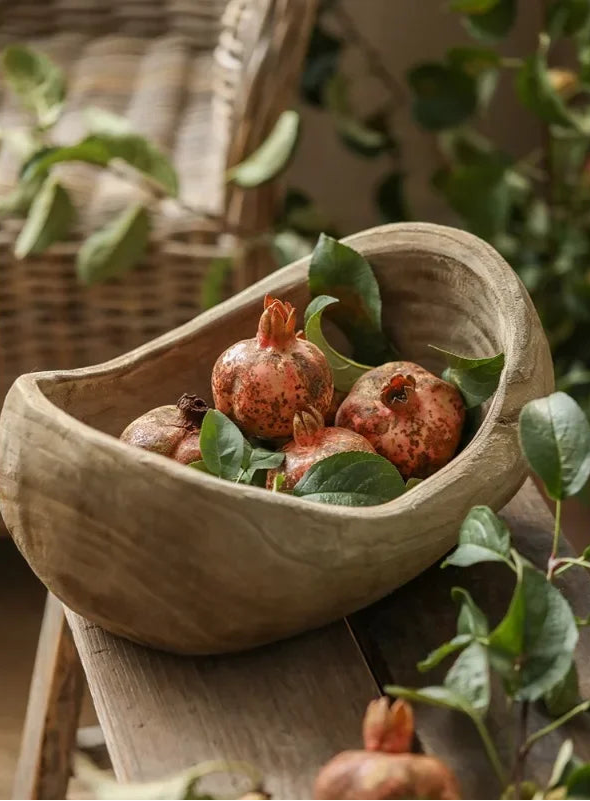 Wooden Ship-Shaped Fruit Bowl