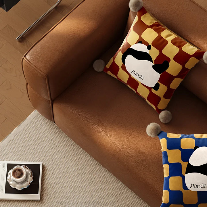 Panda Checkerboard Pillow Covers