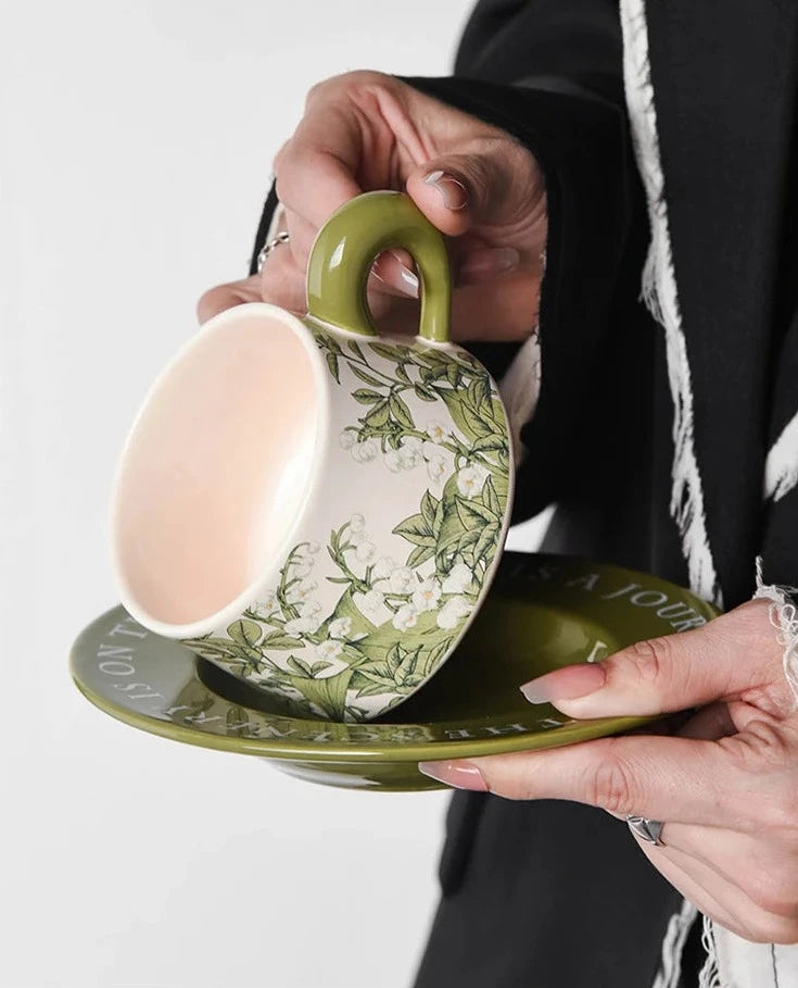 Green Message Mug and Saucer Set