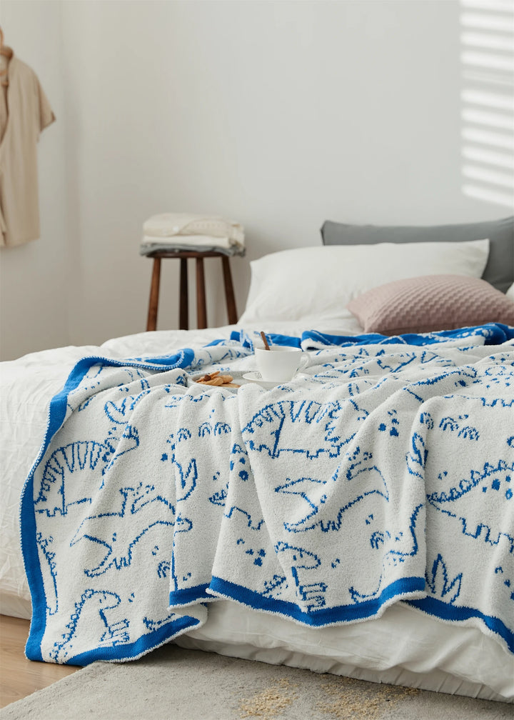 Dinosaur Cartoon Pattern Throw Blanket