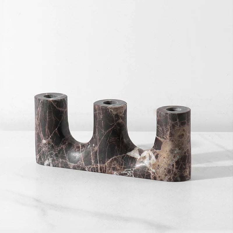 Marble Three-Taper Candle Holders