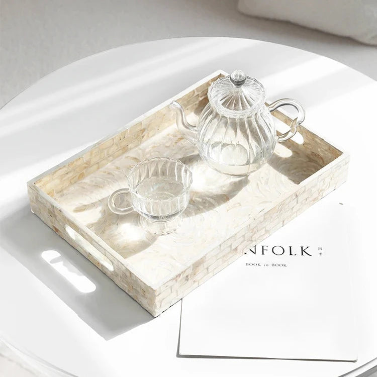 White Seashell Lacquer Tray