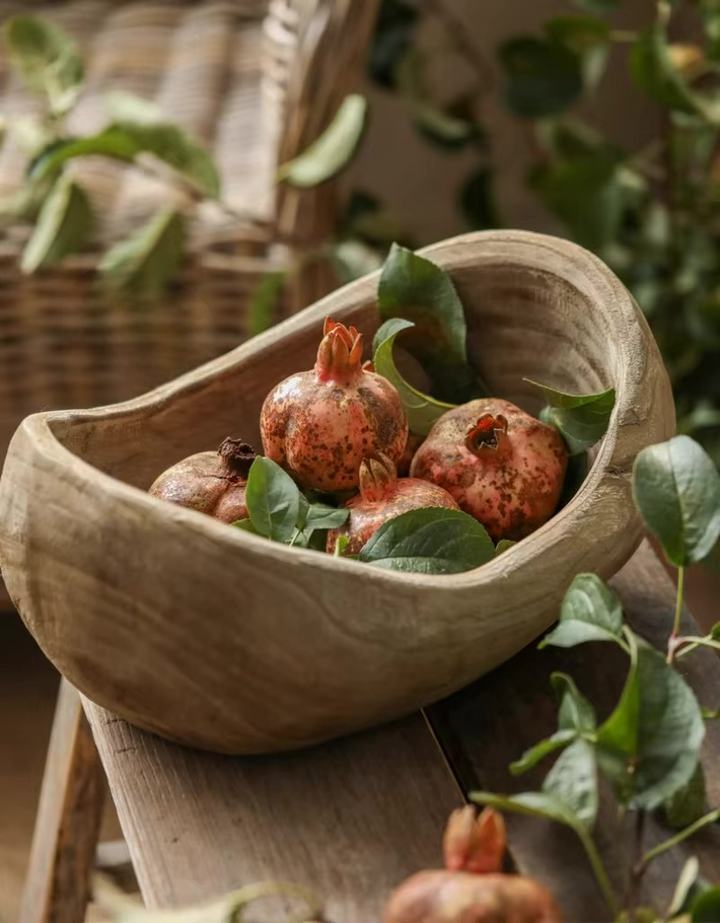 Wooden Ship-Shaped Fruit Bowl