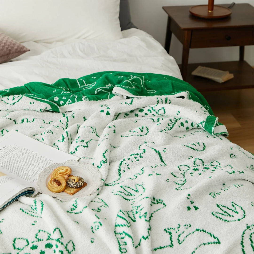 Dinosaur Cartoon Pattern Throw Blanket