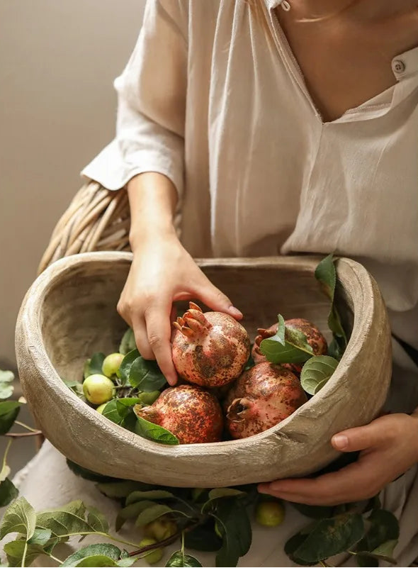 Wooden Ship-Shaped Fruit Bowl