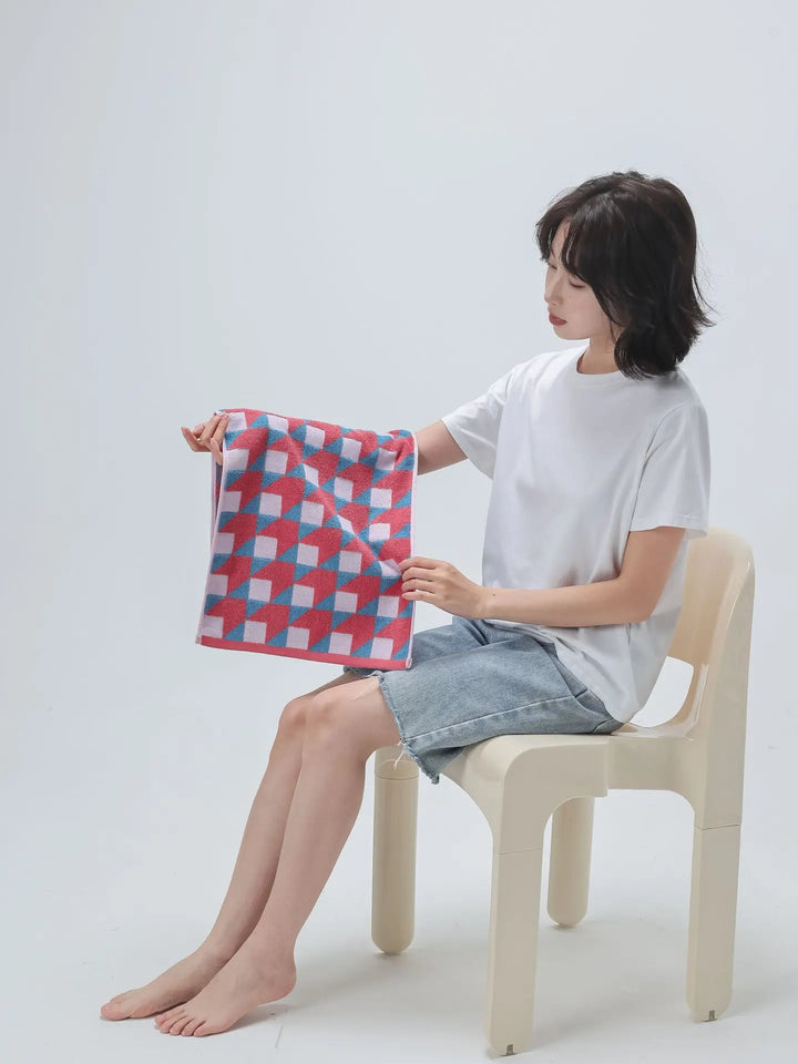 3D Cube Pattern Towels