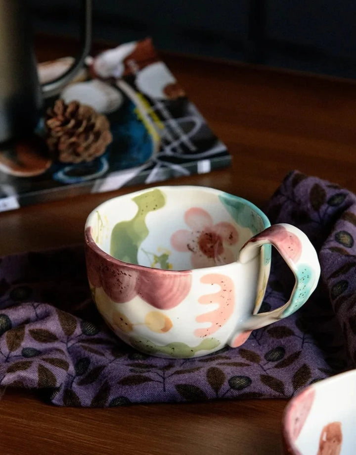 Hand Painted Flower Mug