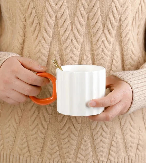 Lined Mugs with Heart Handle