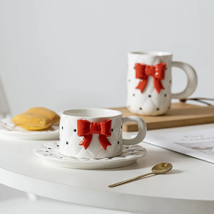 Polka Dot Bow Mugs