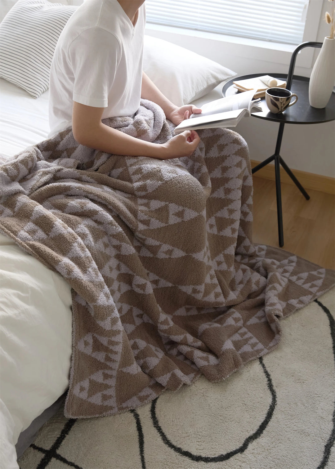 Brown & Lilac Triangle Blanket