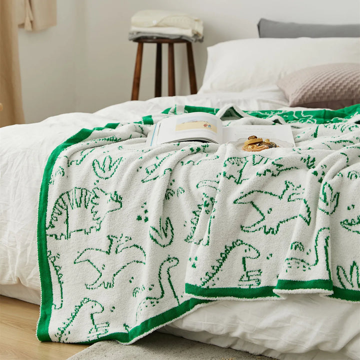 Dinosaur Cartoon Pattern Throw Blanket