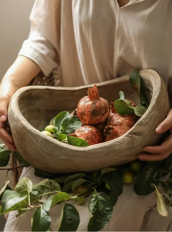 Wooden Ship-Shaped Fruit Bowl