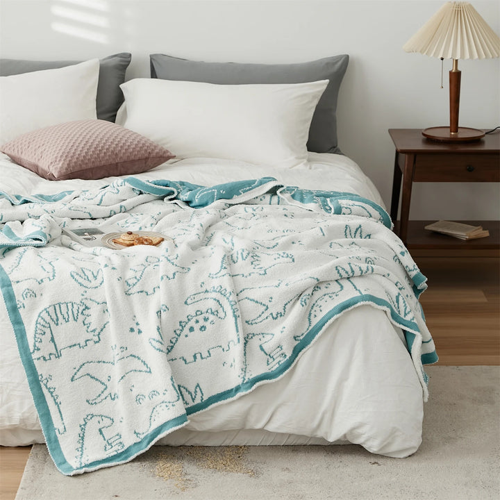 Dinosaur Cartoon Pattern Throw Blanket