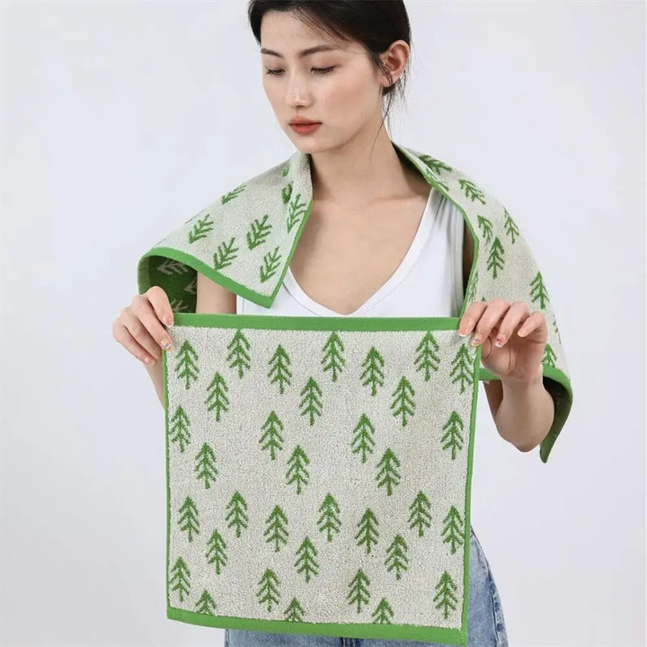 Green Pine Leaves Towels