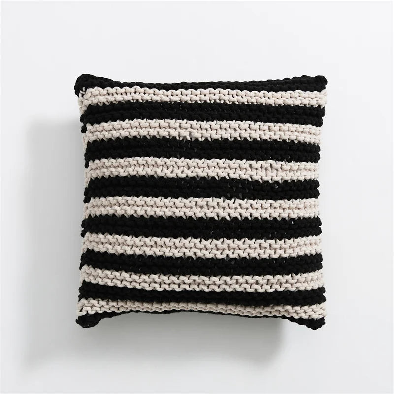 Black & Ivory Knit Geometric Pillows