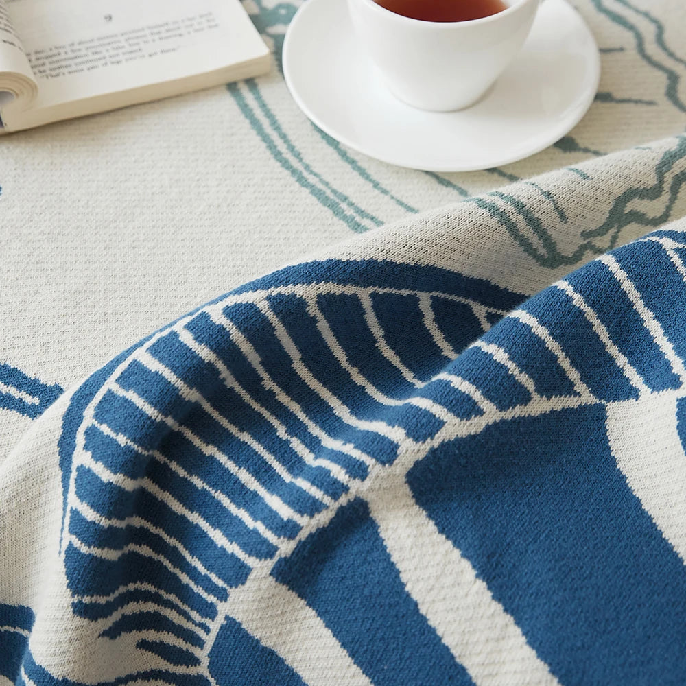 Blue Coastal Ocean Throw Blanket